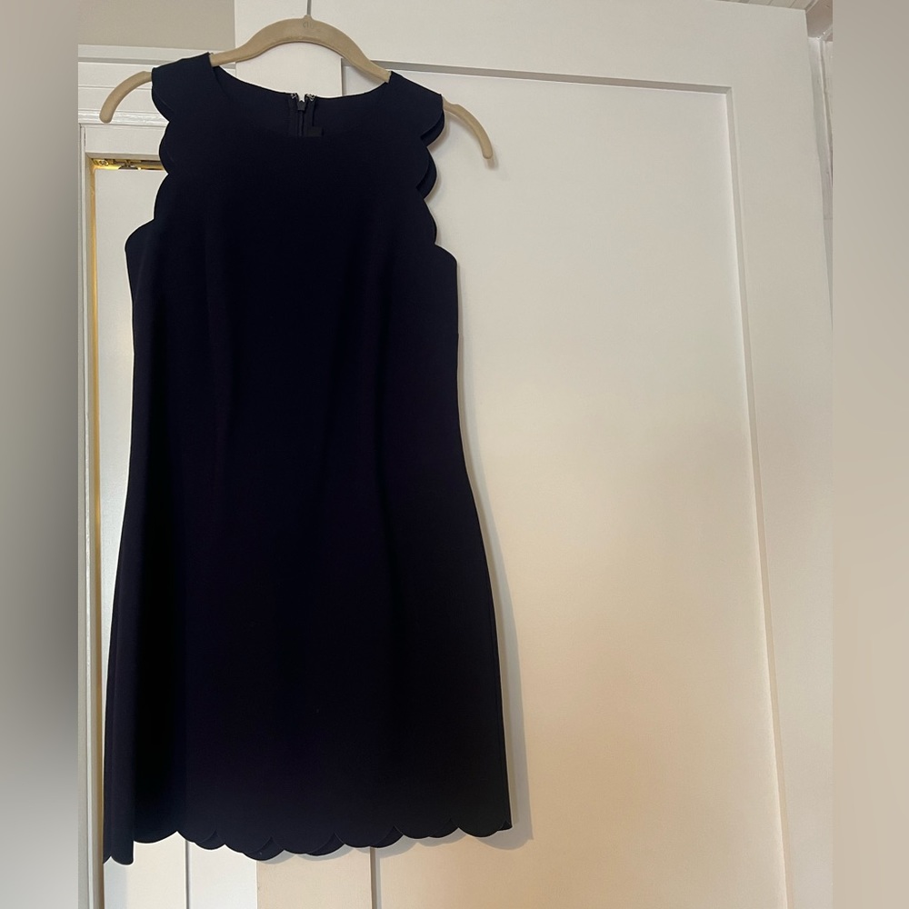 Navy Scallop Jcrew Mini Dress. Zipper back.
